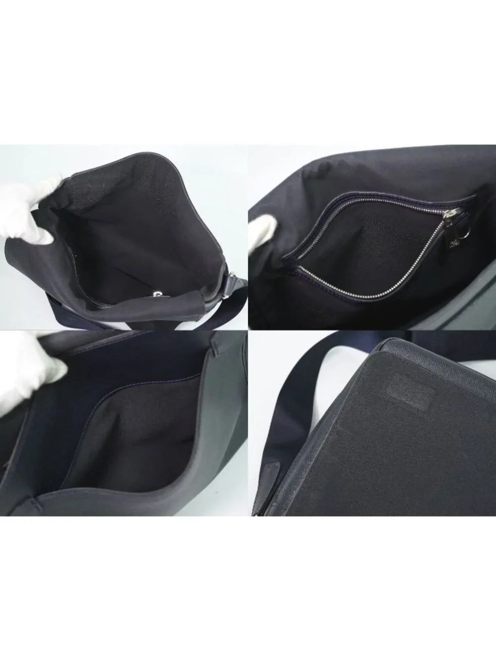 Louis Vuitton LV Roman MM Taiga Leather Shoulder Bag Boreal Dark Navy